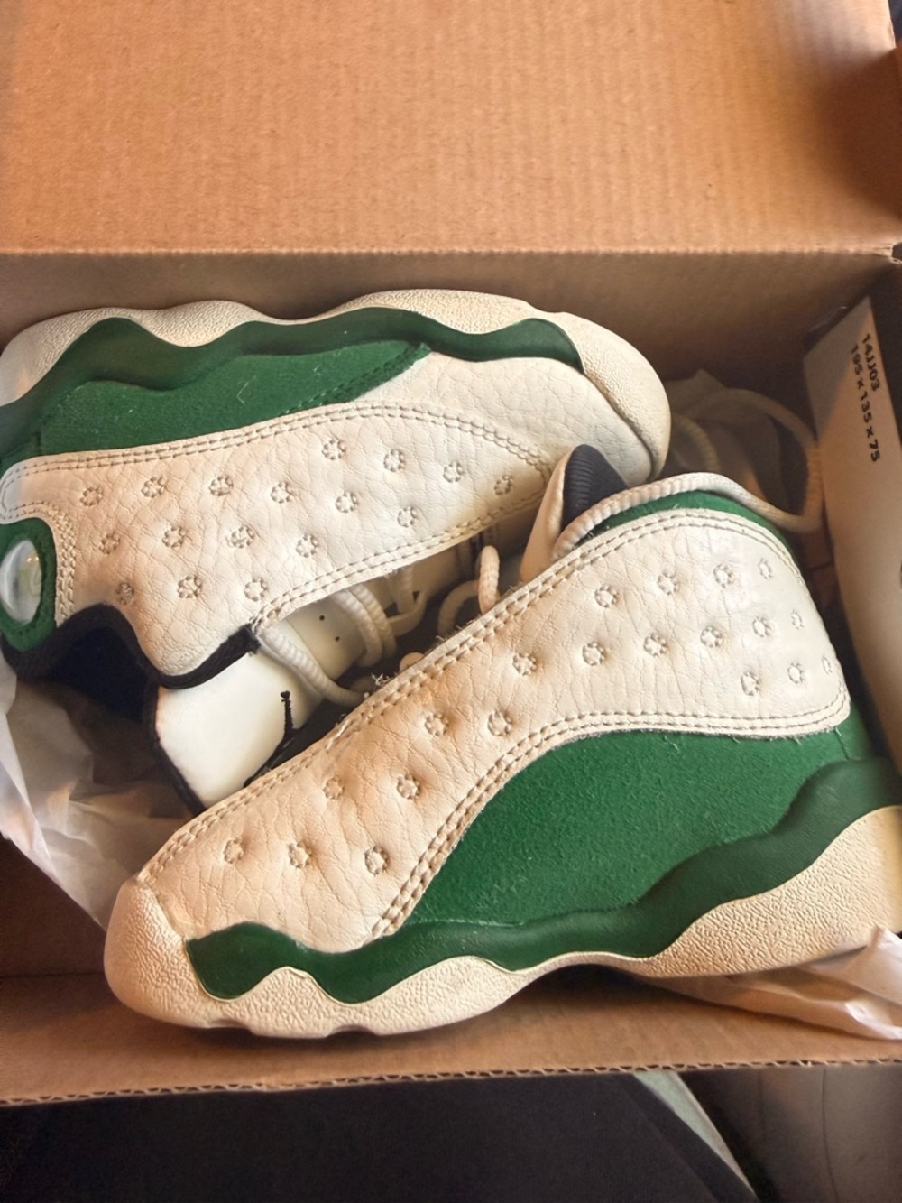Jordan Kids White and Green Low-Top Sneakers